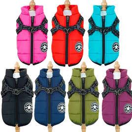 Waterproof Fleece Dog Coat With Harness